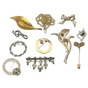 Pendant Brooches/ Pin Lot Bulk (10) one marked 925 Beautiful Unique